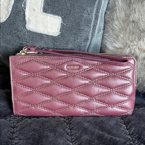DKNY Maroon Quilted Wristlet
